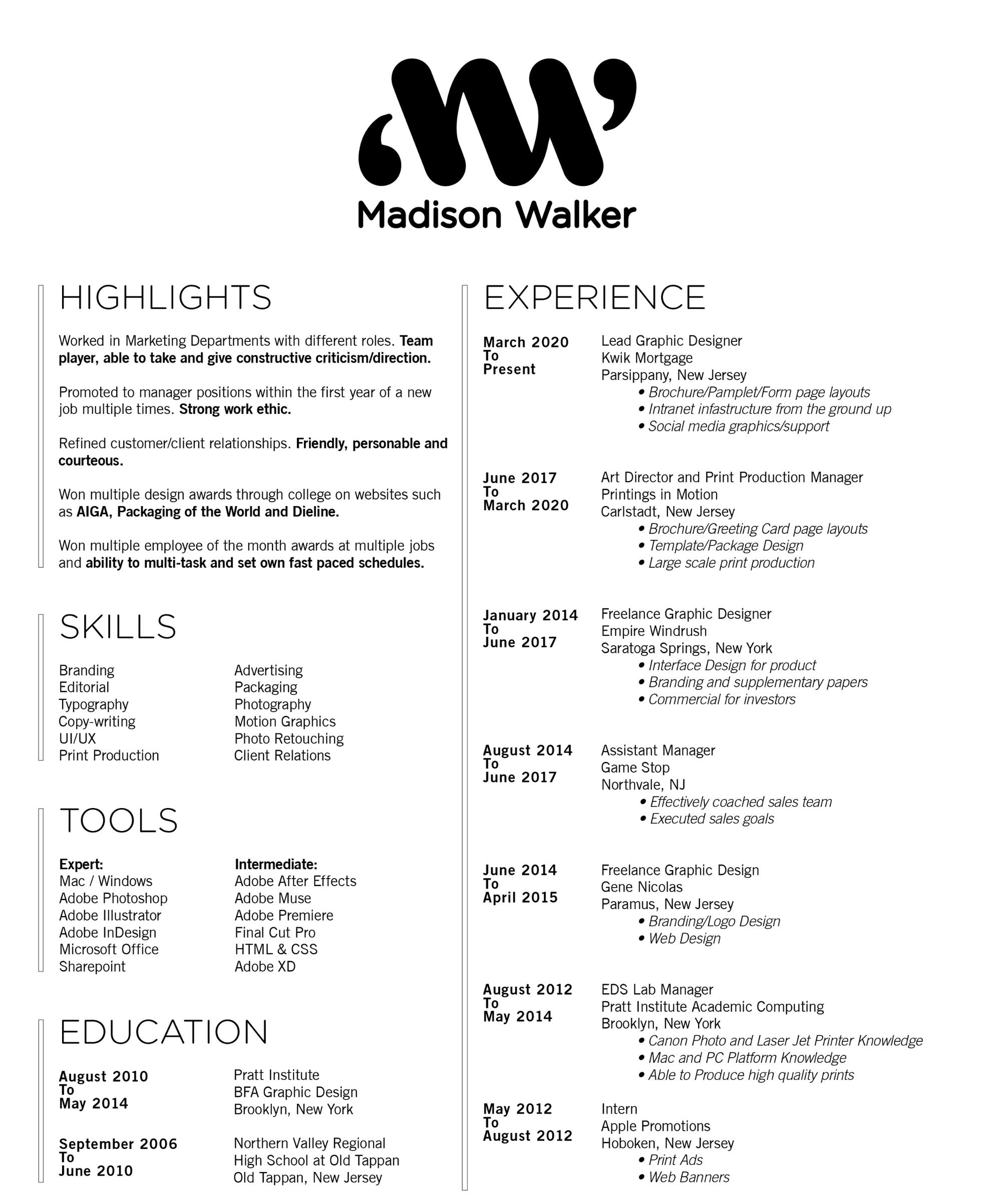 Madison Walker Resume